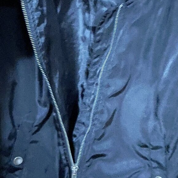 LOVE TREE Women's M Black Rouched Long Sleeve Pockets Full Zip Bomber Jacket - Picture 4 of 5